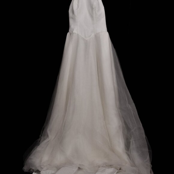 Wedding Gown-White satin Halter Top with Long Train - Picture 1 of 9